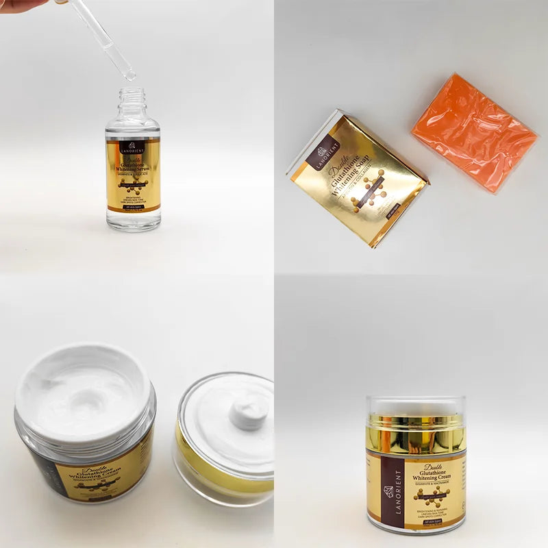 Private Label Luxury Skin Care Products Natural Organic Vitamin C Arbutin Double L-Glutathione Skin Care Whitening Set