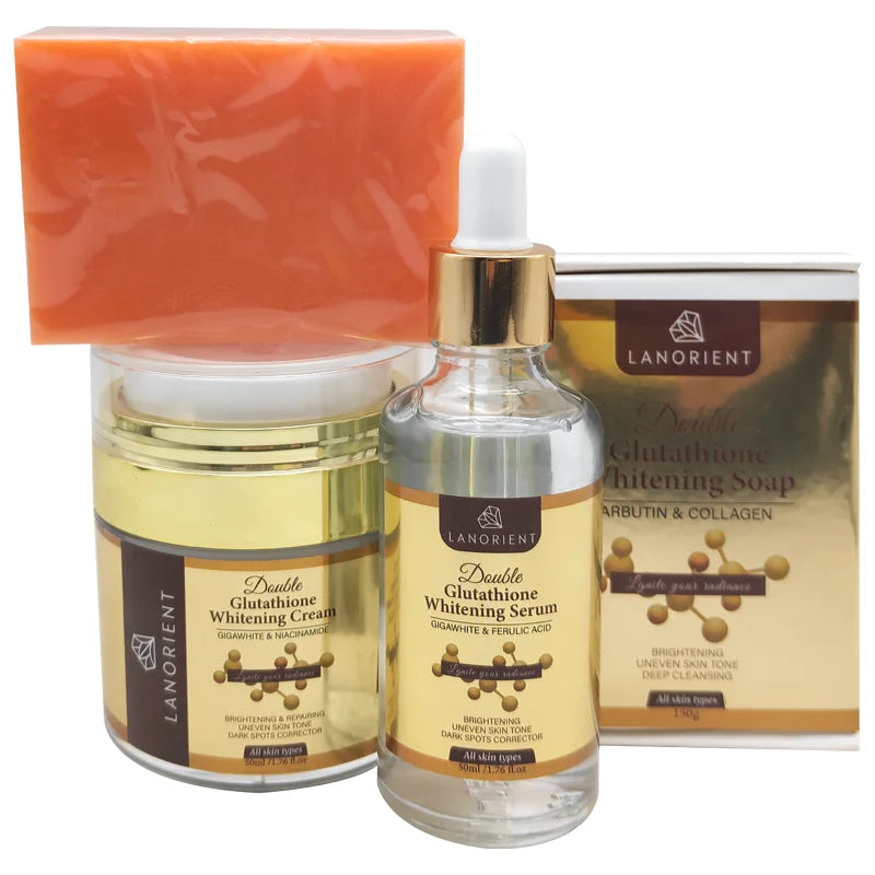 Private Label Luxury Skin Care Products Natural Organic Vitamin C Arbutin Double L-Glutathione Skin Care Whitening Set