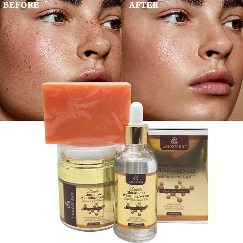 Private Label Luxury Skin Care Products Natural Organic Vitamin C Arbutin Double L-Glutathione Skin Care Whitening Set