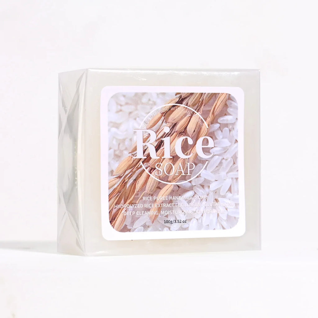 Handmade Rice Soap Collagen Whitening and Cleaning Facial Soap Moisturizing and Lightening Herbal Bath Soap Papaya Goat Milk