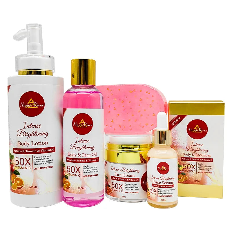 Private Label Luxury Korean Skin Care Products Vitamin C Skin Whitening Remove Dark Spots Brightening Tomato Skin Care Set