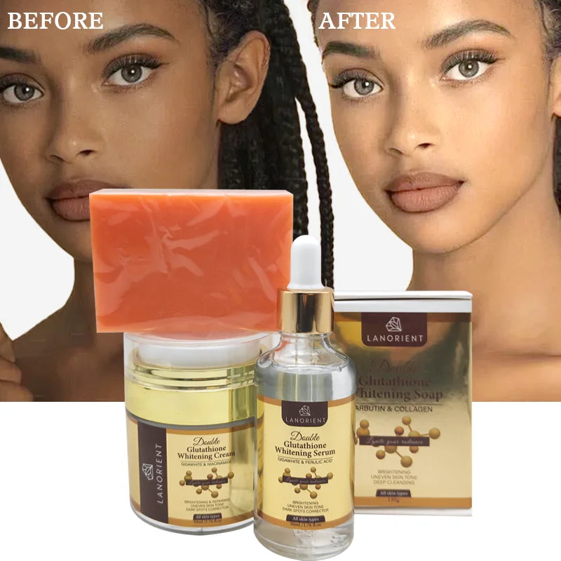 Private Label Luxury Skin Care Products Natural Organic Vitamin C Arbutin Double L-Glutathione Skin Care Whitening Set