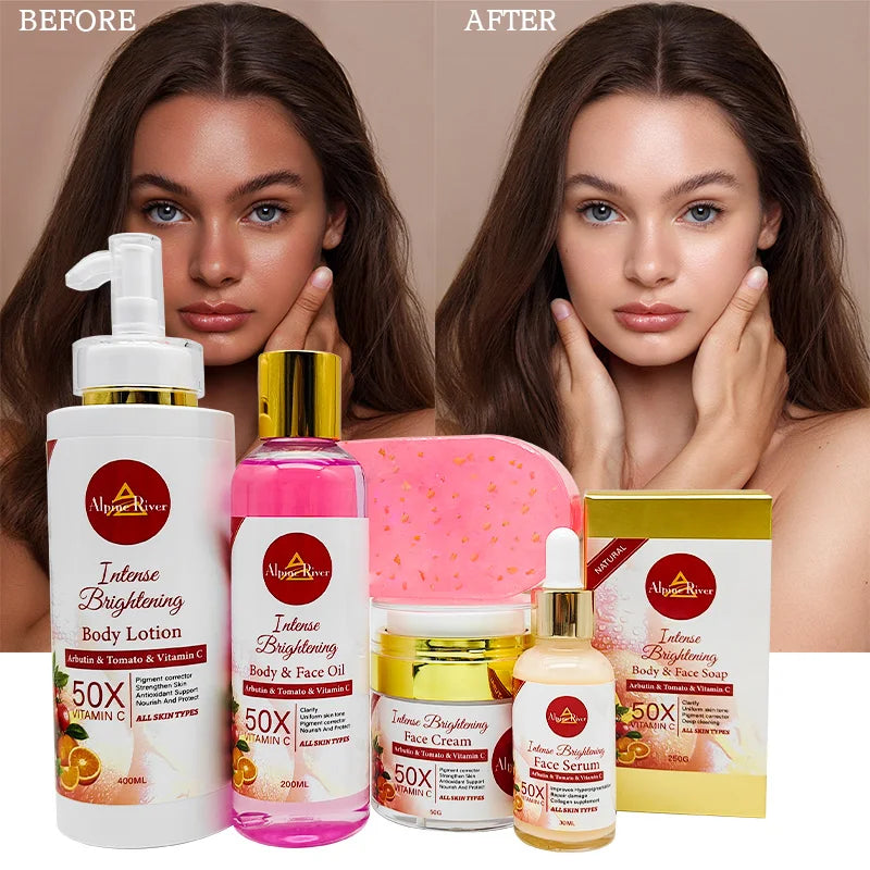 Private Label Luxury Korean Skin Care Products Vitamin C Skin Whitening Remove Dark Spots Brightening Tomato Skin Care Set