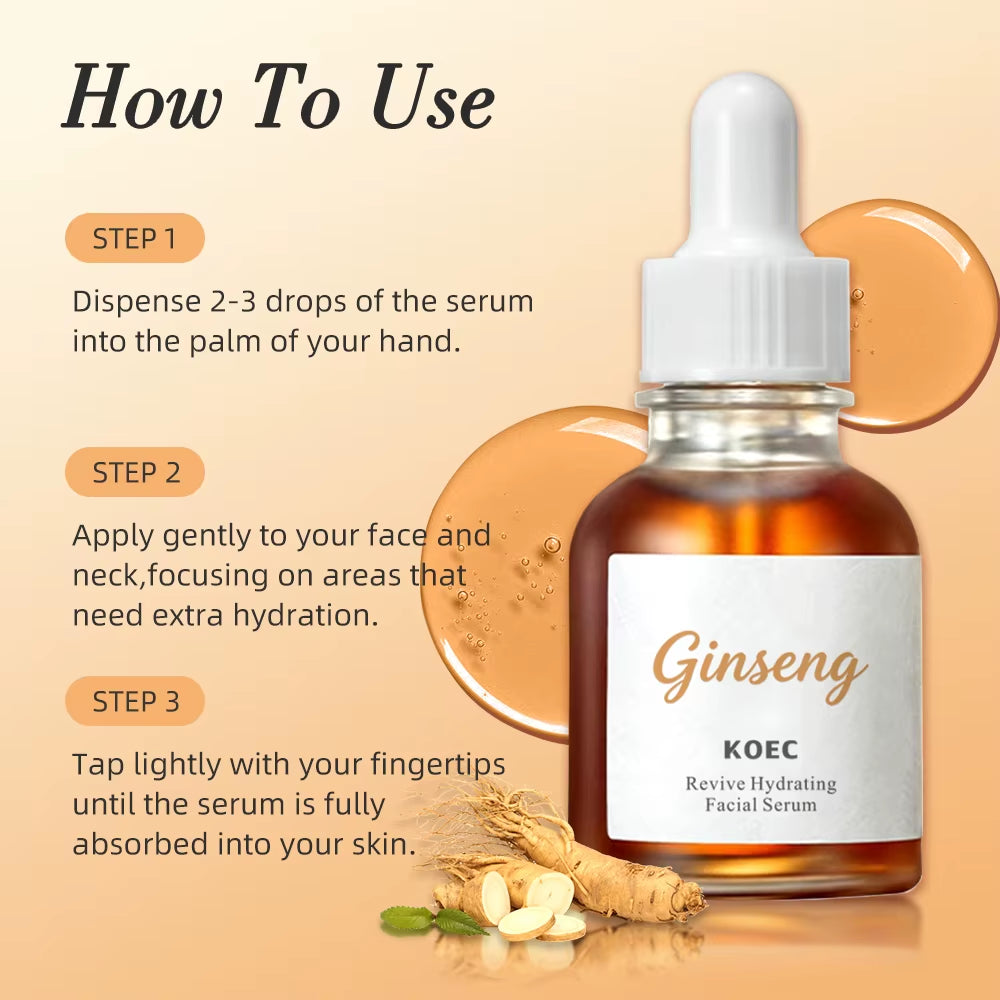 KOEC Ginseng Revive Hydrating Facial Serum Soothing Moisturizing Sensitive UV Irritated Skin Daily Korean Skin Care for Women