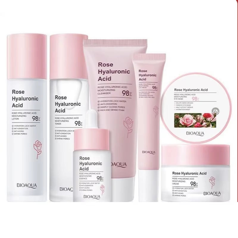 Hot Sale Rose Hyaluronic Acid Set, Lotion, Toner, Surface Cleansing and Moisturizing Face Care Wholesale Price