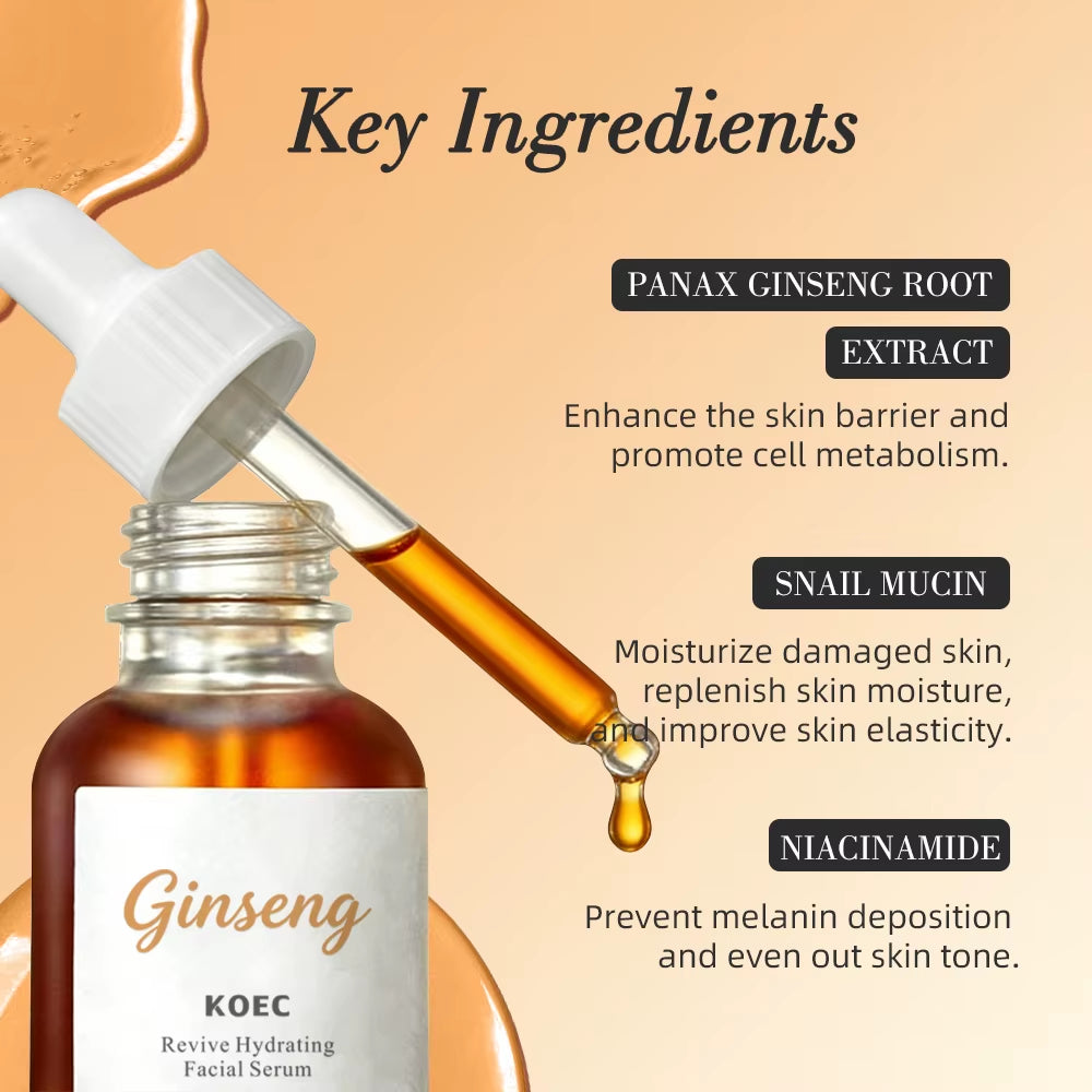 KOEC Ginseng Revive Hydrating Facial Serum Soothing Moisturizing Sensitive UV Irritated Skin Daily Korean Skin Care for Women